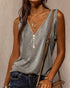 Solid Color Splicing Zipper Sleeveless Tank Top